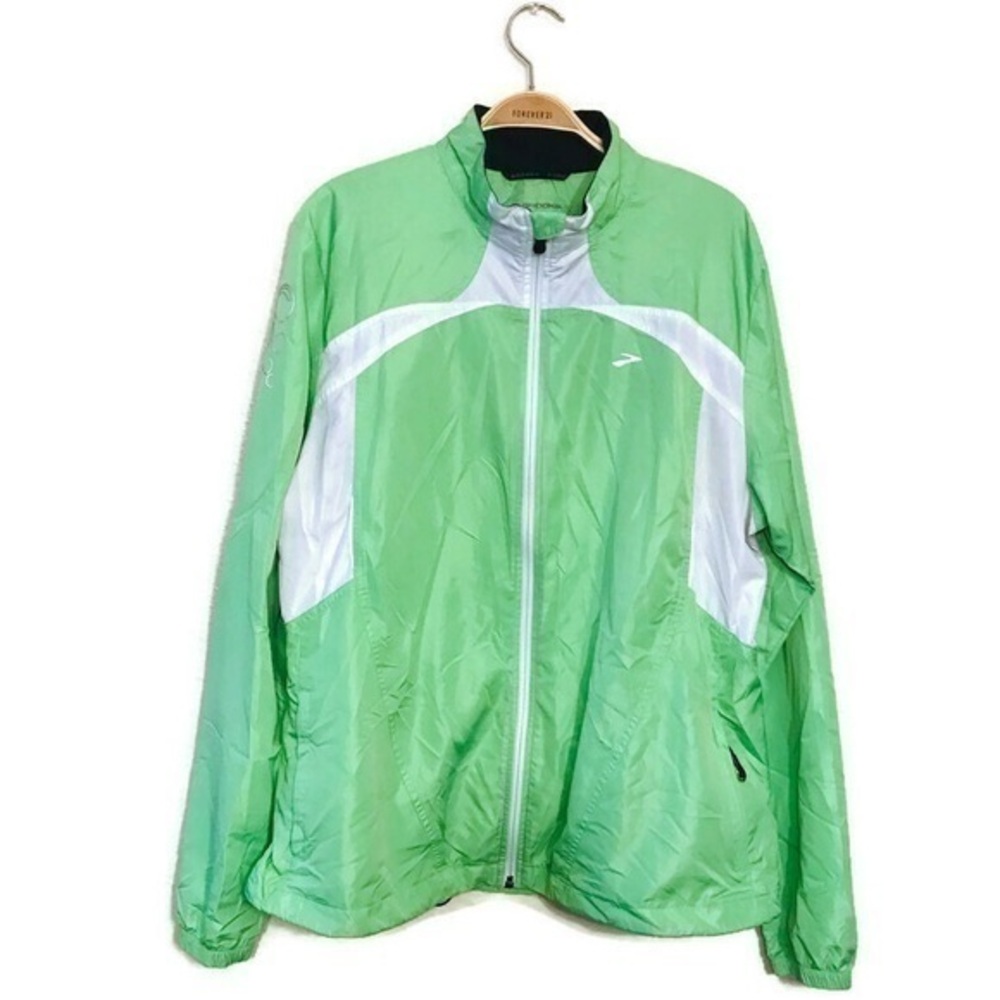 Vintage Brooks Neon Green Windbreaker Track Jacket Size XL